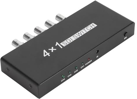 Generic 3G SDI-Switch, SDI-Switch mit LED-Anzeige, Stabiler Ausgang 4 in 1 für Büro Zur Sicherheitsüberwachung (EU-Stecker)