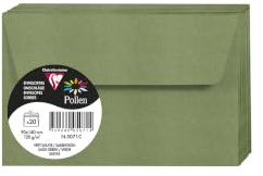 Clairefontaine 5071C - Packung mit 20 Umschlägen Pollen 9x14 cm, 120g/m2, ideal für Ihre Einladungen und Korrespondenz, Salbei, 1 Pack