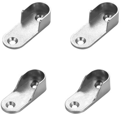 Lot de 4 Support Tringle, Penderie Ovale Support Barre Penderie Alliage de Zinc Nickelé pour Tringle Vetement Dressing,Barre de penderie