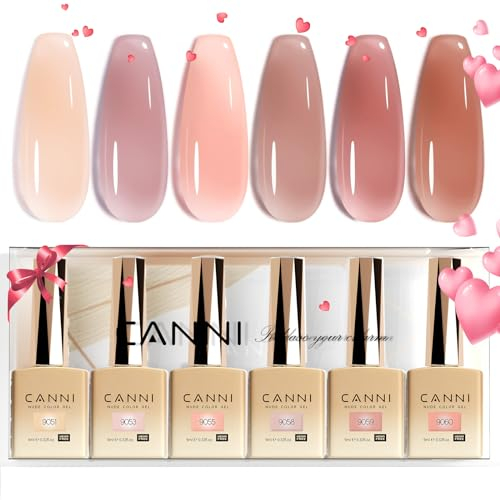 CANNI UV Nagellack Set 6 Farben nacktes Rosa Lila nude pink purple Gellack Nagellack Gel Polish Set Gelnägel Set UV Gel für Nägel 2317