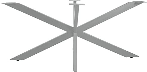 SAM Tischgestell Spider-Form Eisen Silber lackiert | Tischbein für Esstische, Schreibtische & Arbeitstische, Metallgestell für DIY-Projekte, Verstellbarer Bodenschutz