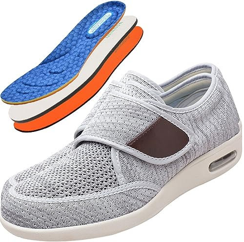 Möge Pantoufle OrthopéDiques Homme, Chaussure pour Pied Gonflé Chaussures Pieds Larges Chaussures Homme Extra Large (Color : Light Gray, Size : 45 EU)