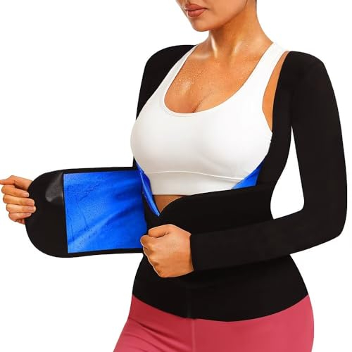 DYUAI Camisa de sauna para mujer, entrenador de cintura para mujer, traje de sauna para pérdida de peso, chaleco de sauna con cremallera