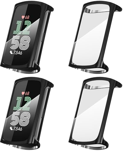 Diruite 4 Stück Hülle für Fitbit Charge 6/Charge 5 Schutzhülle,Soft TPU Stoßfestes Schutz Case für Fitbit Charge 6/Charge 5 Displayschutz