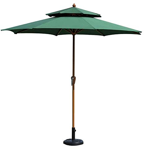 KOHARA Sonnenschirme 9' runder Doppel-Top-Außenterrassen-Sonnenschirm, perfekt für Außenhöfe, kommerzielle Strandveranstaltungen, Camping, Poolseite (Farbe: Dunkelgrün)