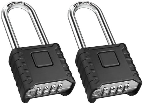 2 PCS Long Cadenas Code 4 Chiffres, Diyife 52mm Cadenas Extérieur Etanche, Robuste & Antivol, 8mm Loquet Cadenas à Combinaison, Exterieur Serrure Porte de Garage, pour Jardins, Cours, Porte, Casier