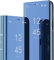 SIYOPINPFY Case for Samsung Galaxy Note 10 Case, Deluxe Glitter Plating Mirror Makeup Clear View Shell 360 Full Body Protective Flip Stand Shockproof Phone Case for Samsung Note 10, Mirror Blue