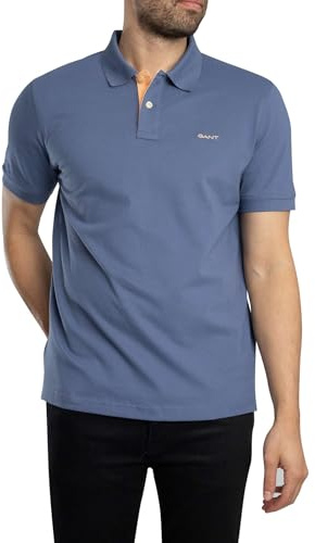GANT Herren REG Contrast Pique SS Polo Polohemd, Dusty Navy, 56