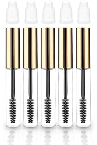 5Pcs Empty Mascara Tube and Eyelash Wand Clear Empty Bottle Tube Container with Inner Plug And Mascara Brushes 10ml Eyelash Cream Container