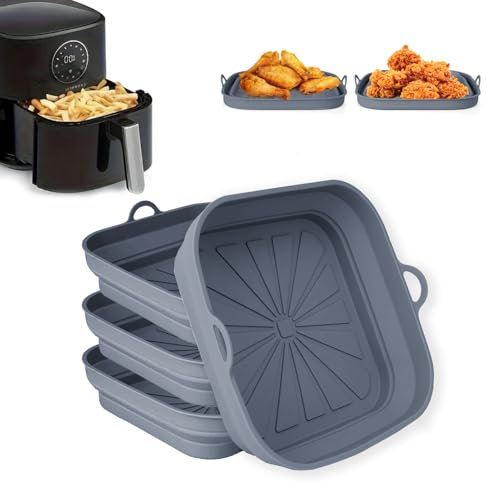 Sygg Molde Silicona Freidora de Aire, (4 Uds) Moldes para Air Fryer Reutilizable, Accesorios para Freidora sin Aceite, Recipiente, Bandeja, Cesta, Utensilios AirFryer, Microondas, Horno Cecotec Cosori