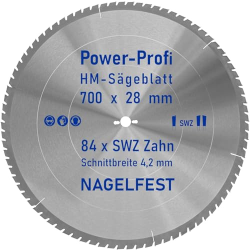 HM-Sägeblatt 700 x 28 mm SWZ 84 x Zahn - nagelfest Super-Allrounder - Kreissägeblatt Wechselzahn HW WZ für Wippsäge Tischkreissäge Brennholzsäge Holz mit Betonbeschlag Brennholz Hartholz Holzplatten