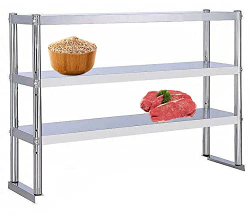 Preferspace Gastronomie Tisch Edelstahl Tisch mit 2 Ablagen Edelstahl Werkbank für die Zubereitung von Speisen für Garage, Haus, Lager und Küche