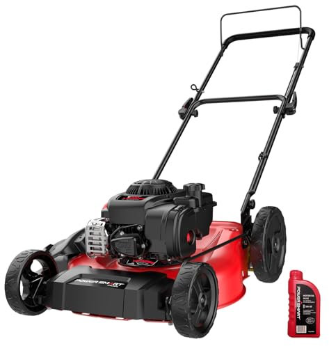 PowerSmart Tosaerba a spinta 2 in 1 da 53,3 cm, motore da 125 cc, altezza di taglio regolabile, leggero, facile da montare