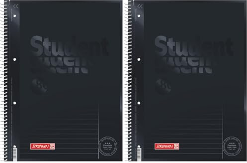 Brunnen 1067925190 Notizblock/Collegeblock Student Colour Code (A4 liniert, Lineatur 25 90 g/m², 80 Blatt) schwarz (Packung mit 2)