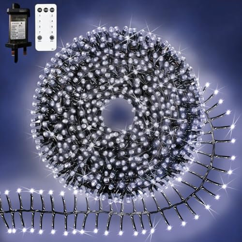 Neonawall Christmas Cluster String Lights - 1000LED Plug-in Fairy Lights with 8 Modes Remote - Waterproof Tree Light for Outdoor Indoor Decorations