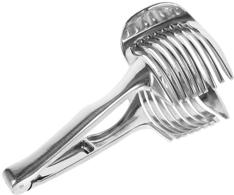 Sarini Tomato Lemon Slicer Stand,Fruit Cu-tter with Handle,Multipurpose Fruit Slicing Tool,Potato Lemon Food Rack,Round Fruit Tongs for Soft Skin Fruits and Vegetables