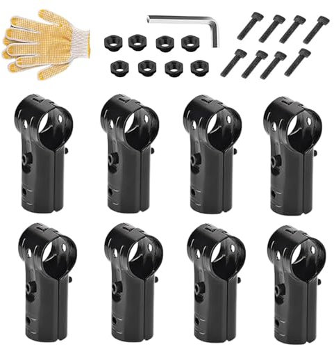 GkgWuxf T Pipe Clamps,8X Panel Pipe T Clamps with Hex Key and Gloves | 1 Inch Stainless Steel Clamps for Pipe Fence Reinforcement