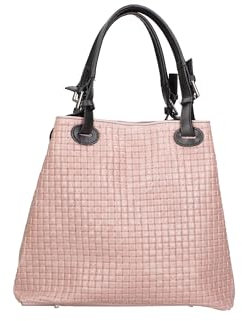 Gave Lux Borsa Shopper in Pelle Vera Italiana Elegante Rosa Cipria 32x29x17 per Donna