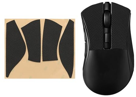 kwmobile Mouse Grip Tape Compatible with Razer DeathAdder V2 Mini Grip Tape - Non-Slip Faux Leather - Black