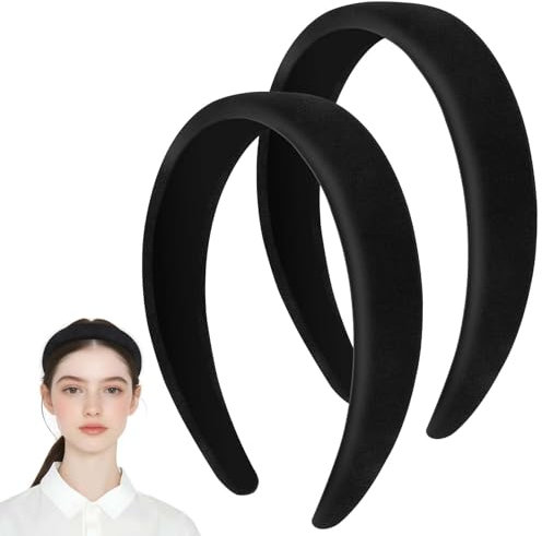 Sibba 2 Stück Haarreifen Samt Stirnbänder für Damen Vintage Modisches Haarbänder Stoff Haarreif Rutschfest Haarschmuck Kopfband Haarwickel Sommer Elegant Headband für Mädchen Frauen (Schwarz)