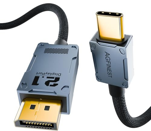 AGFINEST USB C zu DisplayPort 2.1 Kabel,[16K@30Hz 8K@120Hz 4K@240Hz] USB C zu Display Port, 80Gbps Unidirektionale Übertragung Kompatibel MacBook Pro,16/15 Plus Pro, iPad (1M)