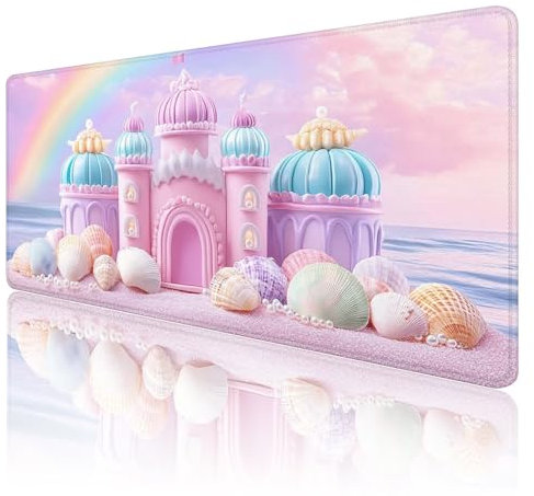Tapis de Souris Rose Tapis de Souris Gamer XXL 1200x600x3mm ImperméAble Et AntidéRapant Mousepad Bords Cousus Une éTendu SousMains Tapis Souris château pour Gamer, Pc et DéCoration de Bureau A97