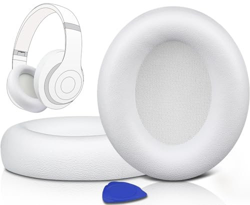SOULWIT Replacement Earpads for Beats Studio Pro Wireless Noise Cancelling Headphones, Cushions Ear Pads with Soft Protein Leather, Noise Isolation Foam - Matte White