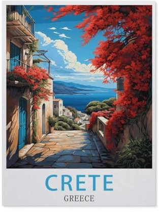 YYHMKBYY Puzzle 1000 Teile für Erwachsene und Kinder ab 8 Jahren, Vintage-Reiseposter Kreta, Griechenland, Holzpuzzle, 75x50cm, 1 Set, 1000 Stück, 1 Puzzle