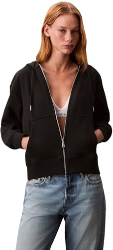 Calvin Klein Donna Felpa con Zip Archive Logo French Terry con Cappuccio