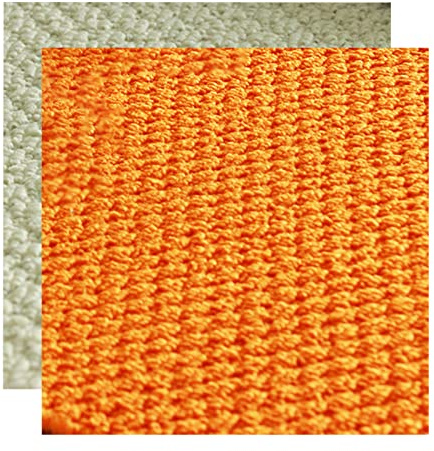 FOELANNE Self Adhesive Carpet Tiles Carpet Tiles, 12/18pcs Bedside And Pet Mats,Anti-Slip,Peel And Stick,Easy To Install,Washing,20x20(White+orange,12PCS)