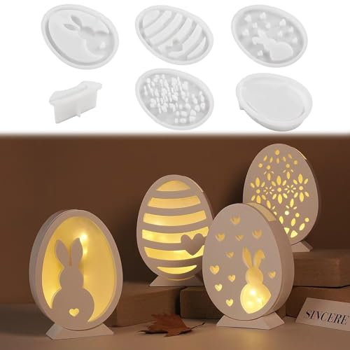 Stampi Candele - 6 Pezzi Stampo in Silicone per Pasqua, Uovo e Coniglio - Moule en Silicone pour Pâques