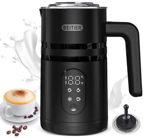 4-in-1 Electric Milk Frother, 580ML Automatic Coffee Steamer Frother with Digital Display, 2-Min Quick Foaming for Coffee, Latte, Hot Chocolate, Hot Chocolate, Cappuccino, Macchiato