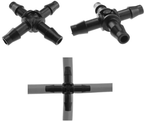 Pack of 10 Micro Cross Connector 4.5mm Barb - Micro Irrigation Fitting Connector Adaptor for Micro tubing in Irrigation System.