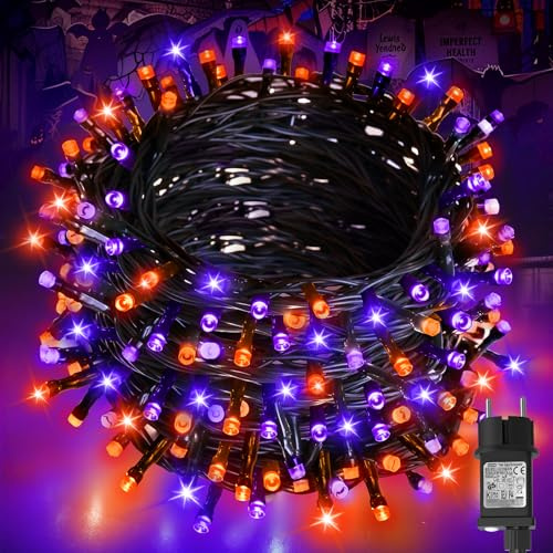 cshare Halloween Lichterkette Außen, 20M 200er LED Orange Lila Lichterketten Stecker mit Timer, Wasserdicht für Herbst Garten Halloween Gruselige Dekorationen Außen Innen