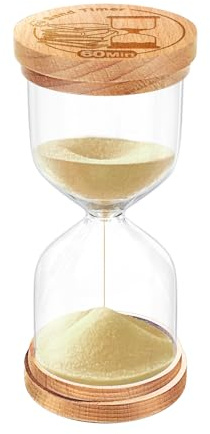 CNCJ Clessidra in legno con sabbia, 60 minuti, colore: oro chiaro, piccolo orologio con sabbia per decorazione da scrivania, cucina, aula, ufficio, studio, decorazione per la casa