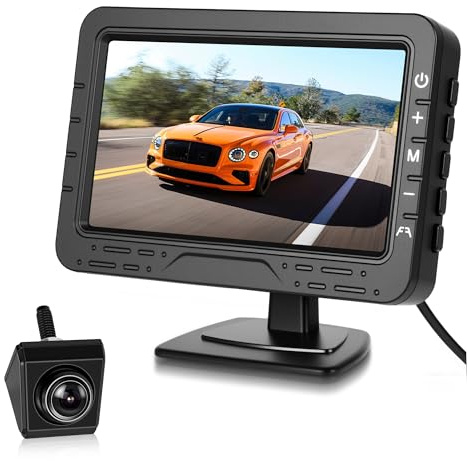 【Plug&Play Rückfahrkamera Set 4,3 Zoll】Kennzeichenleuchten-Kamera 1080P AHD Auto Kamera mit Schwenkbarer IP68 Wasserdichter Linse - Parkhilfe mit Einstellbaren Leitlinien & 12-24V Monitor für PKW LKW