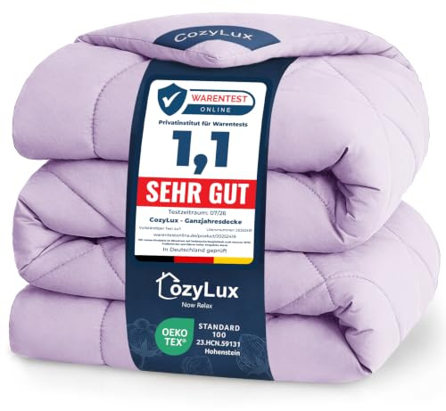 CozyLux Bettdecke 135x200 cm Lavendel für 4 Jahreszeiten | Bettdecke ohne Bezug Mikrofaser, Füllung 300 g/m², OEKO-TEX 100, Steppdecke mit 4 Eckschlaufen, Maschinenwaschbar