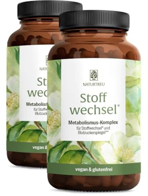NATURTREU® Stoffwechsel Kapseln Diät Unterstützung - Hochdosiert | mit grünem Tee, Forskohlii, Cholin, Spargel, Bittermelone, Garcinia Cambogia & Chrom - 240 Stoffwechsel Kapseln vegan