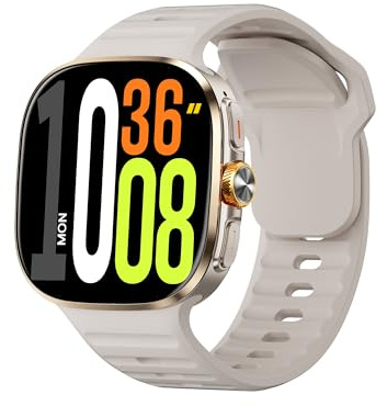 Domars Smart Watch for Men Women,2.4 AMOLED Screen with Bluetooth Calling,24/7 Heart Rate Blood Oxygen Sleep Monitor,Dual-Band GPS,IP67 Waterproof,2100mAh Long Battery Life (Gold)