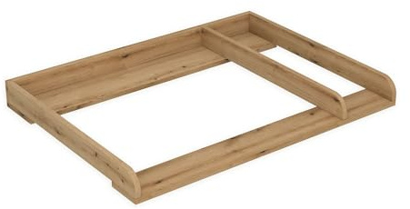 regalik Wickeltischaufsatz mit Teilung für IKEA MALM, Wickelkommoden-Aufsatz mit Trennfach, 48 cm Tiefe, abnehmbar, mit abgerundeter Front, für Wickeltisch oder Wickelkommode, Eiche, 80 × 72 cm
