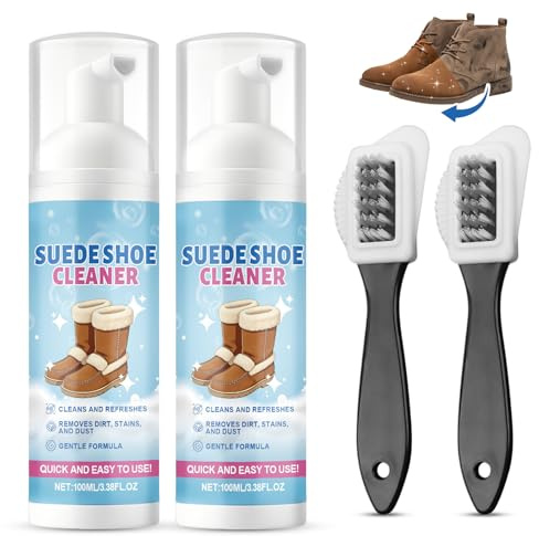 atnayo 2 Pcs Suede Shoe Cleaner, Nubuck Cleaning Kit with 2 Pcs Brushes for Lifting Trainer Shoes Sofa and Jacket Stains