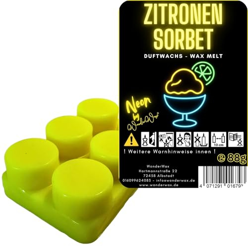 WonderWax Neon Duftriegel 6 x Duftwachs Kreise Wachsmelt Duftwachs Raumduft für Duftlampen Soja Wachs Melts Duftmelt Aroma Wellnes Kerzen Wärmer Wax Tarts Zitronensorbet