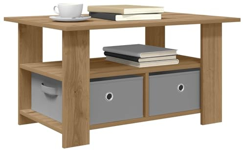 vidaXL Couchtisch Artisan-Eiche 77 x 55 x 42 cm Holzwerkstoff, Moderner rechteckiger Couchtisch, stylisches Wohnzimmer, robuste Bauweise mit viel Stauraum für die Familie