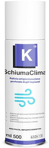 K19 SchiumaClima Schiuma 2 in 1 per Climatizzatori e Condizionatori, 500 ml | Deterge e Igienizza, Senza Risciacquo, Sicura su Plastica e Vernici