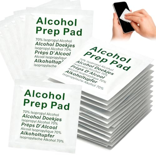 Ruwnii 200 Pcs Alcohol Wipes, 70% Isopropyl Alcohol Wipes, Individually Wrapped, Easy-Tear and Portable