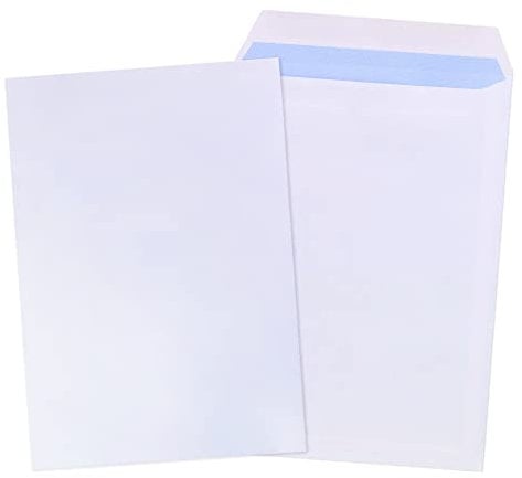 GP Globe Packaging 50 x C4 A4 White Plain Self Seal Paper Envelopes (Size: 324x229mm) - Printer Safe & Fully Opaque - Security Mailing Envelopes for Home, Office & Business Use