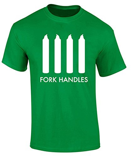 Flip Mens Fork Handles Four Candles Funny Comedy Sketch T-Shirt Green (XL)