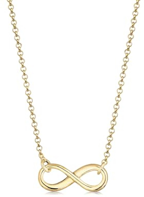 Elli Premium Halskette Damen Infinity Unendlichkeit Symbol in 375 Gelbgold