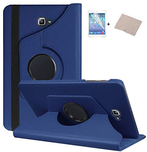 FULOZO® Samsung Galaxy Tab A6 10.1 (2016) T580/T585 Hülle Case-360 Grad Rotations PU Ledertasche Smart Cover mit Standfunktion für Samsung Galaxy Tab A 10.1 Tablet+Display Schutzfolie(Dunkelblau)