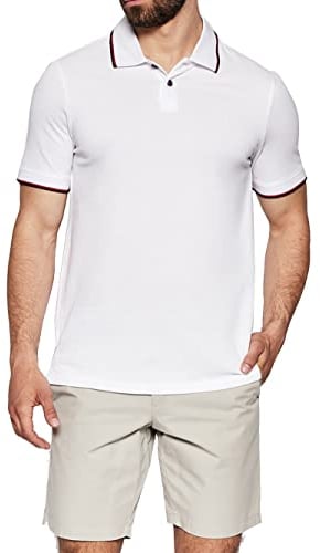 Armani Exchange Men's Double Stripe Polo Shirt, White (White 1100), Medium